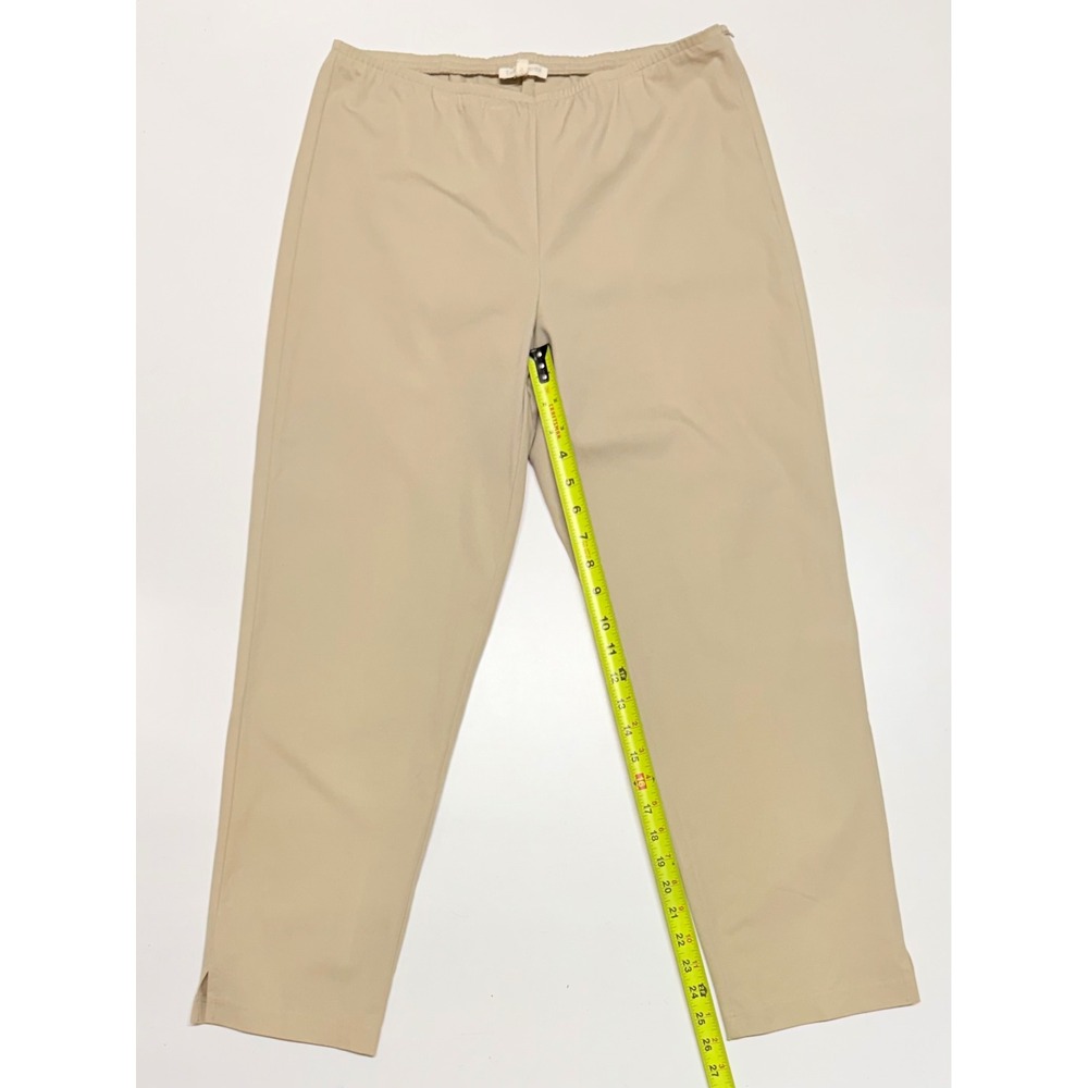 Eileen Fisher Petite Beige Pull On Straight Leg Pants PM Tan Twill Side Vent